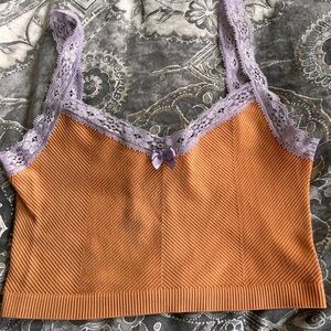 Orange Lace Trimmed Bralette - Free People M/L